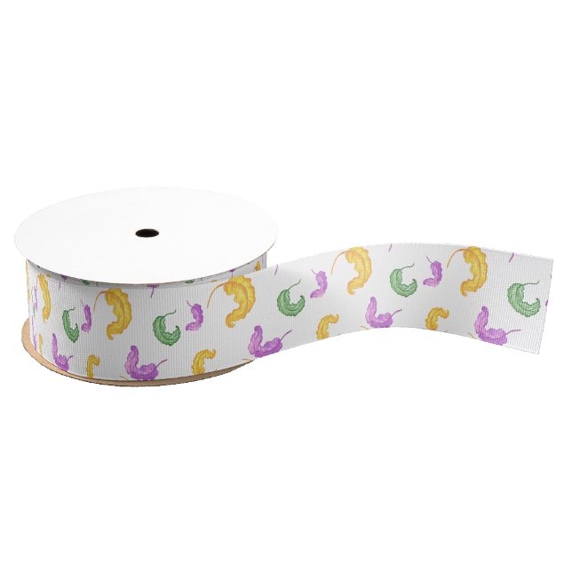 Ruban Gros-grain Fête du Mardi Gras à l'aquarelle (Créateur téléchargé)