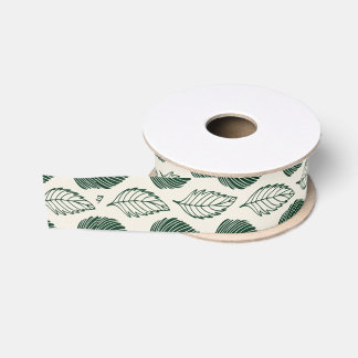 Ruban Gros-grain Feuilleté (vert sur crème)
