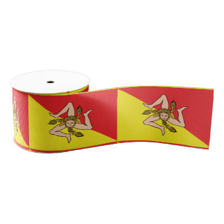 Ruban Gros-grain Flag of Sicily Trinacria Yellow & Red