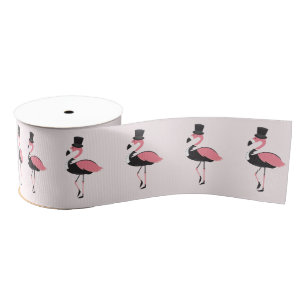 Ruban Gros-grain Flamant rose rose amusant Tuxedo