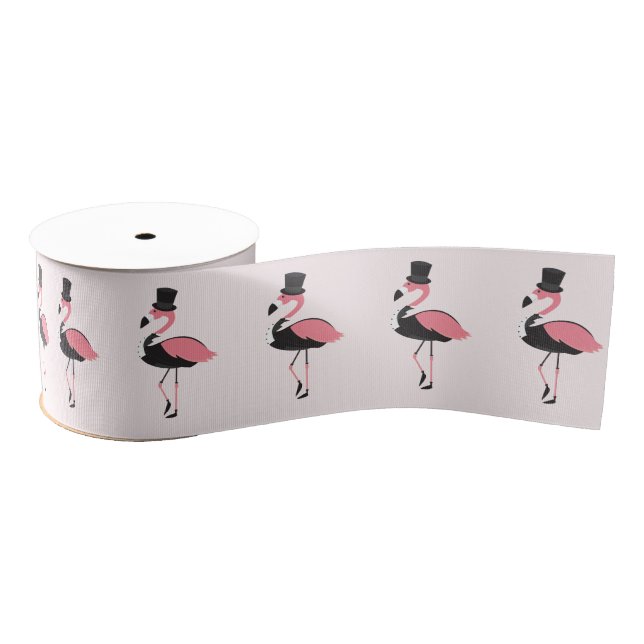 Ruban Gros-grain Flamant rose rose amusant Tuxedo (Bobine)
