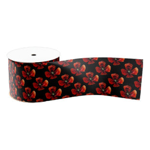 Ruban Gros-grain Fleur de pavot rouge simple