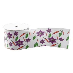 Ruban Gros-grain Fleur de Piments Botanique