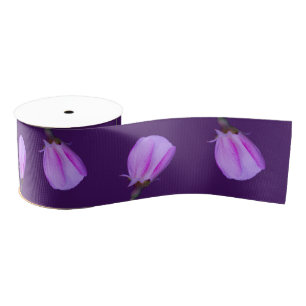 Ruban Gros-grain Fleur de printemps rose et violet invertie