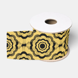 Ruban Gros-grain Fleur noire jaune Motif sans couture