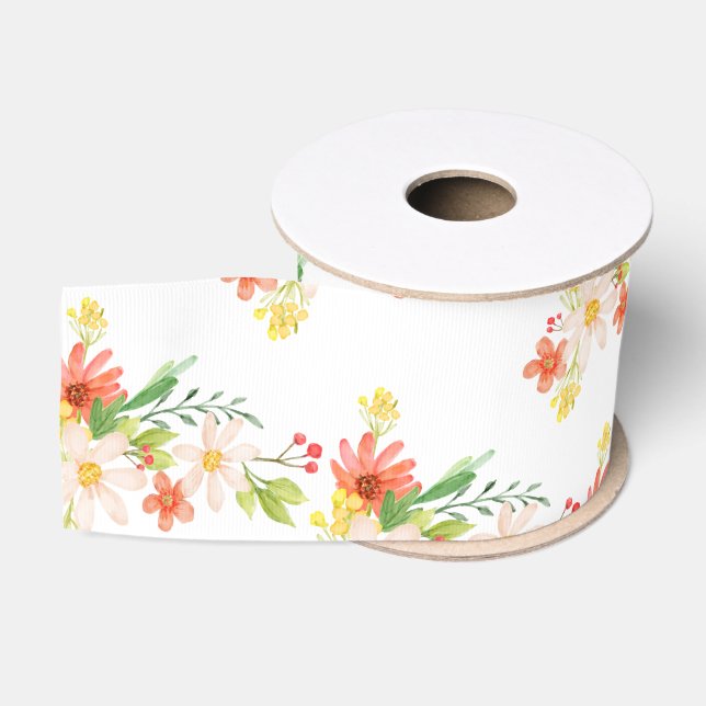 Ruban Gros-grain Fleurs de printemps (Bobine)