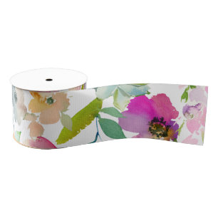 Ruban Gros-grain Fleurs printanières colorées joyeuses multi-usage