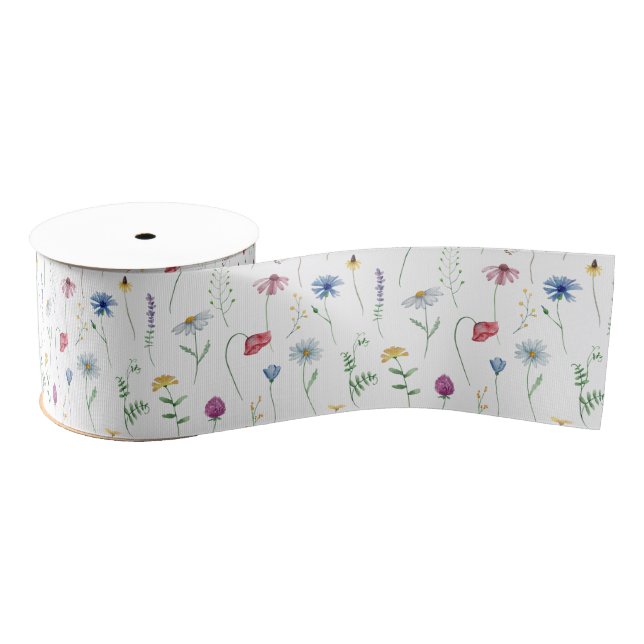 Ruban Gros-grain Fleurs Sauvages Élégantes (Bobine)