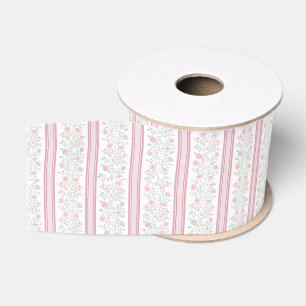 Ruban Gros-grain Fleurs sauvages roses vintage Coquette
