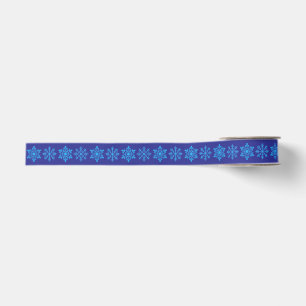 Ruban Gros-grain Flocon de neige bleu nordique (effet paillettes) s