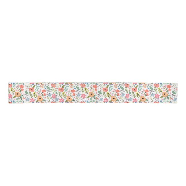 Ruban Gros-grain Floral graphique moderne (Devant)