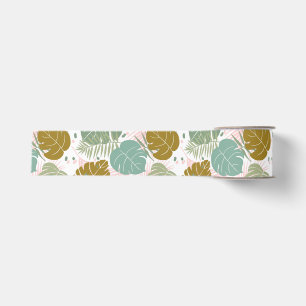 Ruban Gros-grain Foliage Tropical - Motif Monstère Et Feuille De Pa