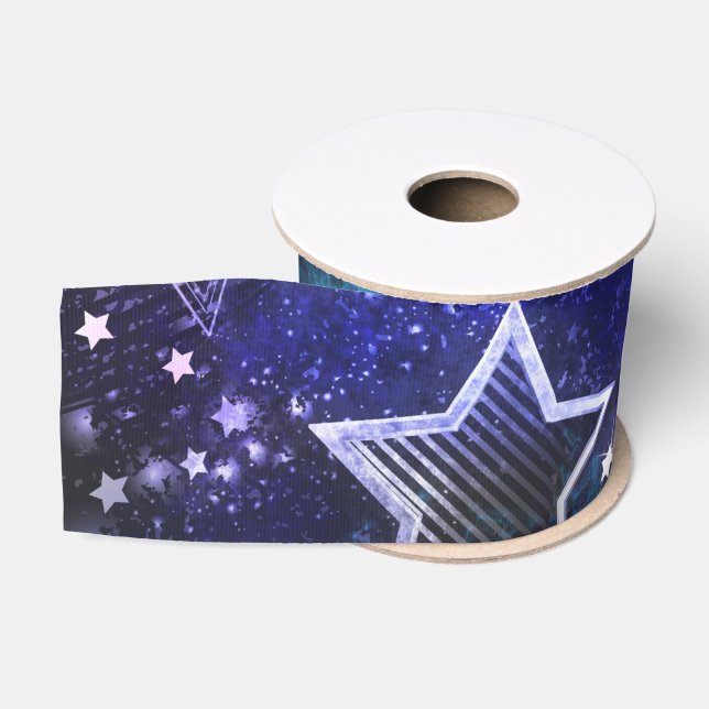 Ruban Gros-grain Fond spatial avec étoiles (Bobine)