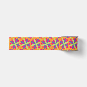 Ruban Gros-grain Formes florales orange vibrant