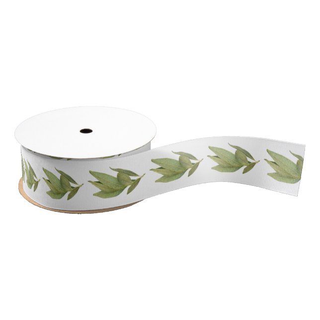 Ruban Gros-grain FRESH BAY FEUILLES 1,5 po Large Grosgrain Ribbon (Bobine)