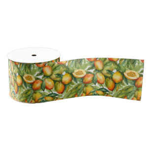 Ruban Gros-grain Fruits et feuilles de mangue