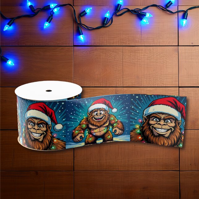 Ruban Gros-grain Funny Pop Art Bigfoots Christmas (Créateur téléchargé)