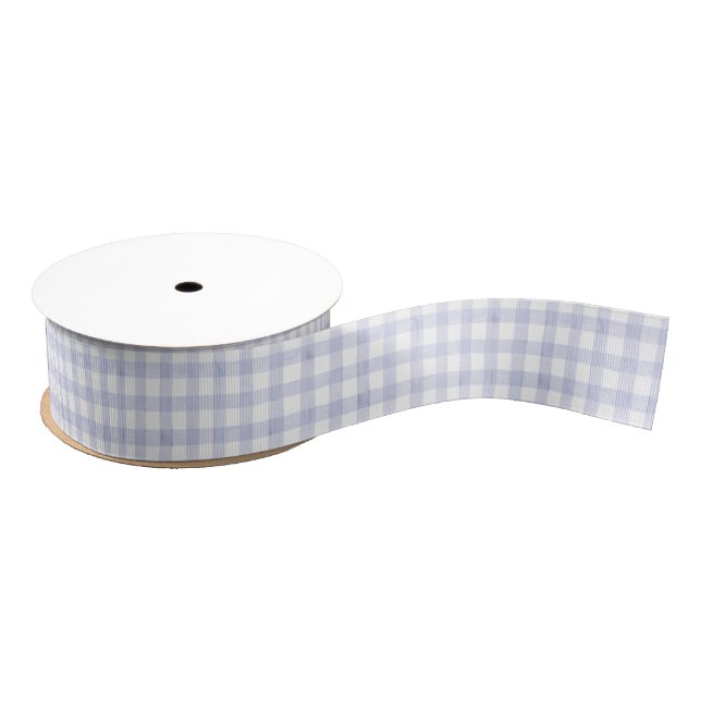 Ruban Gros-grain Gingham Bleu Aquarelle (Bobine)