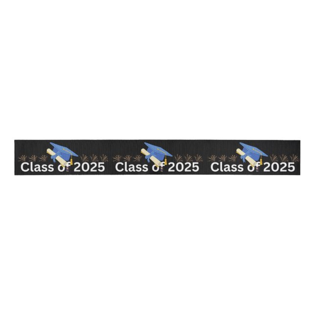 Ruban Gros-grain Graduation moderne avec Gold Black et nom (Devant)