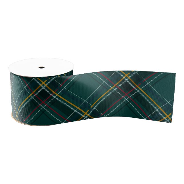 Ruban Gros-grain Green Christmas plaid simple classic holiday (Bobine)