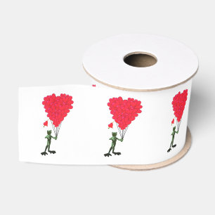 Ruban Gros-grain Grenouille mignonne romantique et cœur d'amour de