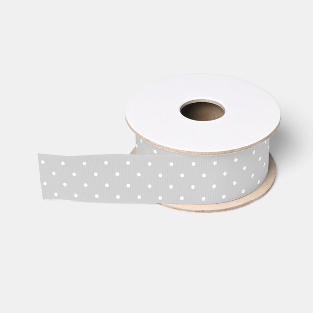 Ruban Gros-grain Gris Blanc Points (Bobine)