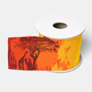 Ruban Gros-grain Grosgrain Rubbon African Safari Giraffe Sun