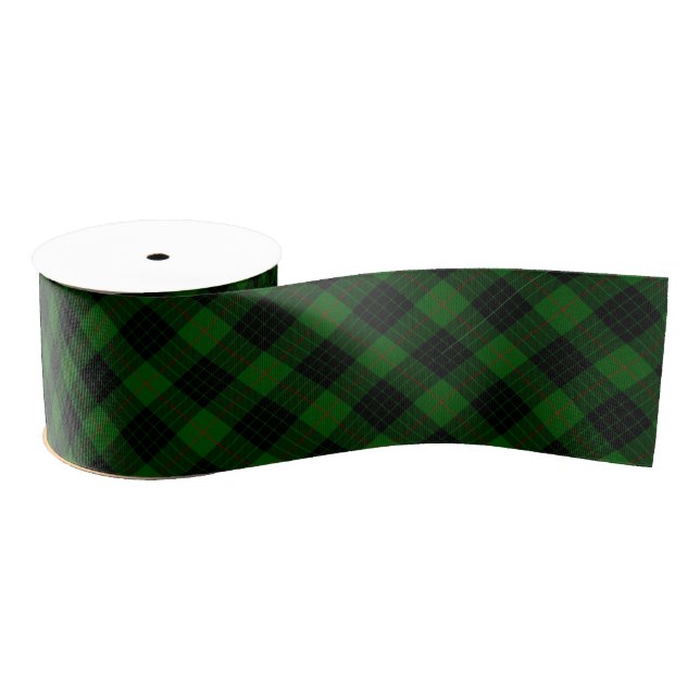 Ruban Gros-grain Gunn tartan vert noir plaid (Bobine)