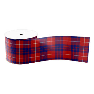 Ruban Gros-grain Hamilton tartan rouge bleu violet plaid