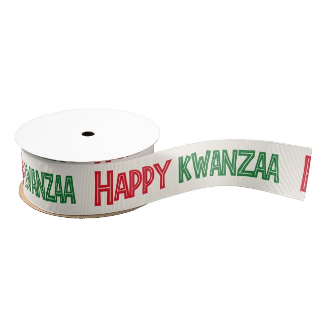 Ruban Gros-grain Happy Kwanzaa Greeting (Bobine)