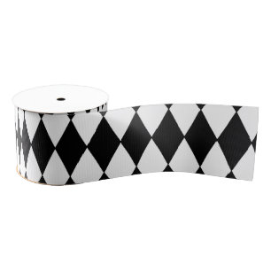 Ruban Gros-grain harlequin noir et blanc