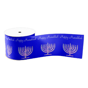 Ruban Gros-grain Heureux Hanoukka Menorah David' Fave