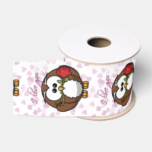 Ruban Gros-grain hibou amoureux