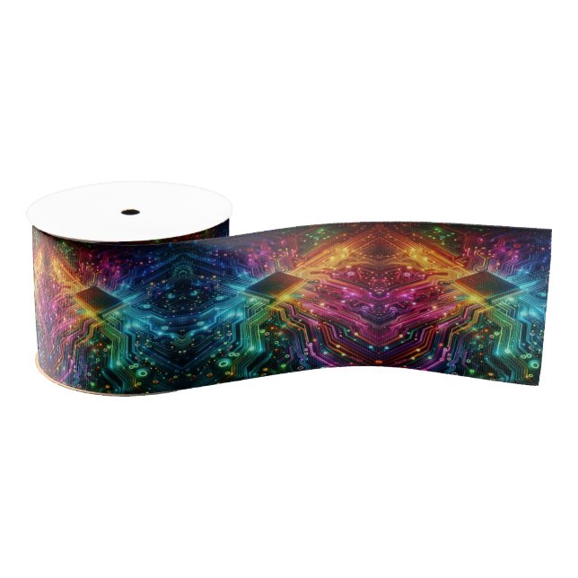 Ruban Gros-grain High Tech Rainbow Circuit Board Ribbon (Bobine)