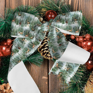 Ruban Gros-grain Hiver Vacances de cerfs de bois