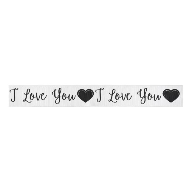 Ruban Gros-grain I Love You Black Valentine's Grosgrain Ribbon (Devant)