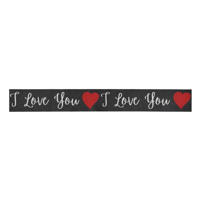 Ruban Gros-grain I Love You White Parties scintillant Valentine's G (Devant)