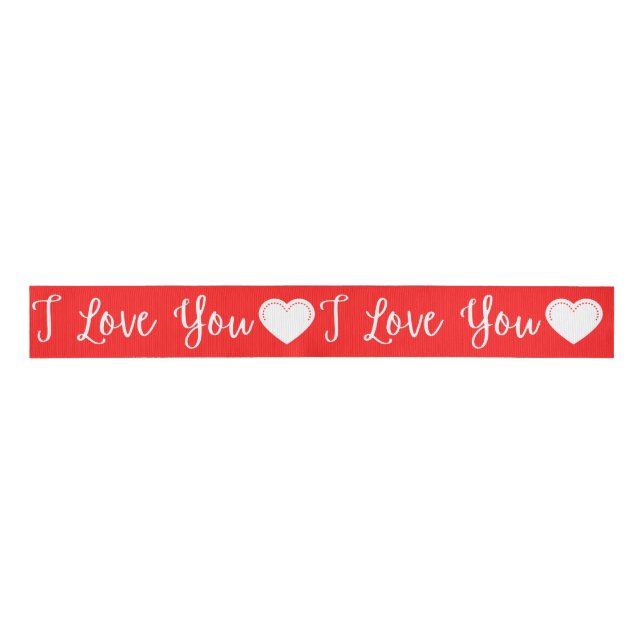 Ruban Gros-grain I Love You White Valentine's Grosgrain Ribbon (Devant)