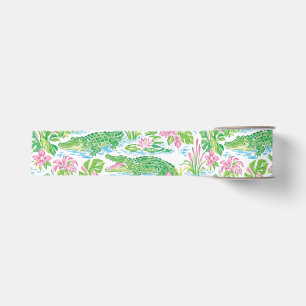 Ruban Gros-grain Imprimé de motif Alligator Preppy Palm Beach