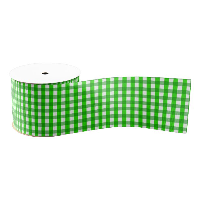 Ruban Gros-grain Irlandais Vert En vichy Plaid Motif (Bobine)
