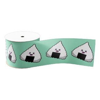 Ruban Gros-grain Japanese Onigiri Sushi Cute Kawaii Food Pattern