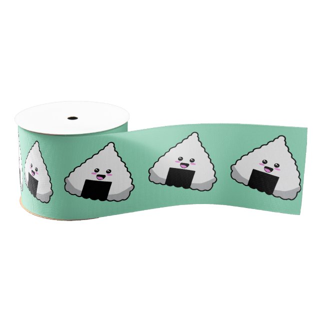 Ruban Gros-grain Japanese Onigiri Sushi Cute Kawaii Food Pattern (Bobine)