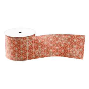 Ruban Gros-grain Japonais Asanoha motif - corail orange