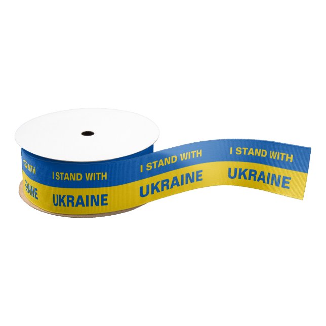Ruban Gros-grain Je me tiens avec le drapeau ukrainien de l'Ukraine (Bobine)