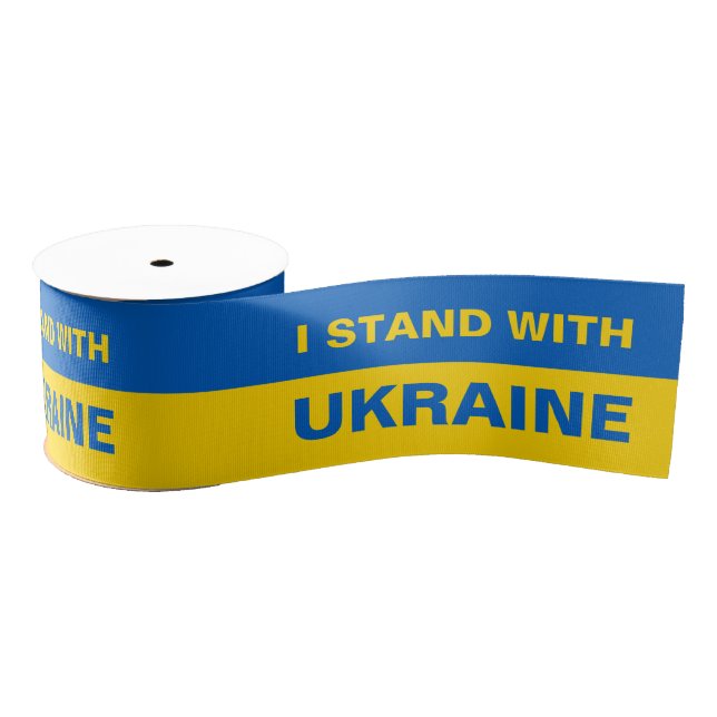 Ruban Gros-grain Je me tiens avec le drapeau ukrainien de l'Ukraine (Bobine)