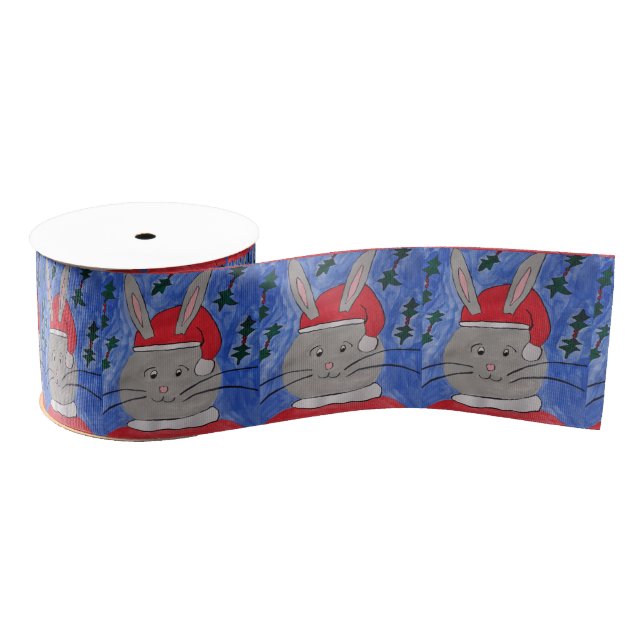 Ruban Gros-grain Joli lapin Père Noël (Bobine)