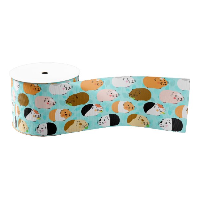 Ruban Gros-grain Joli motif de cochon d'Inde (Bobine)