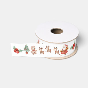 Ruban Gros-grain Joli Père Noël de Noël bonhomme de neige Renne Fan