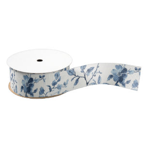 Ruban Gros-grain Jolie douche de mariée florale bleue blanche