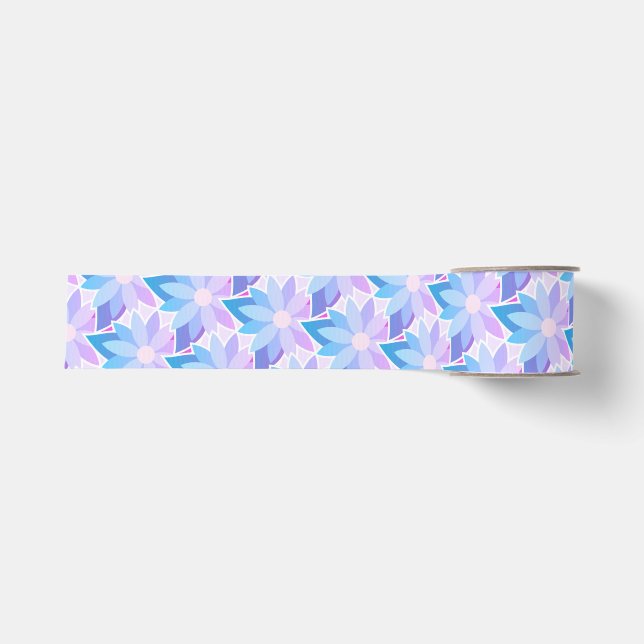 Ruban Gros-grain Jolie Fleur violette Bleue (Devant)